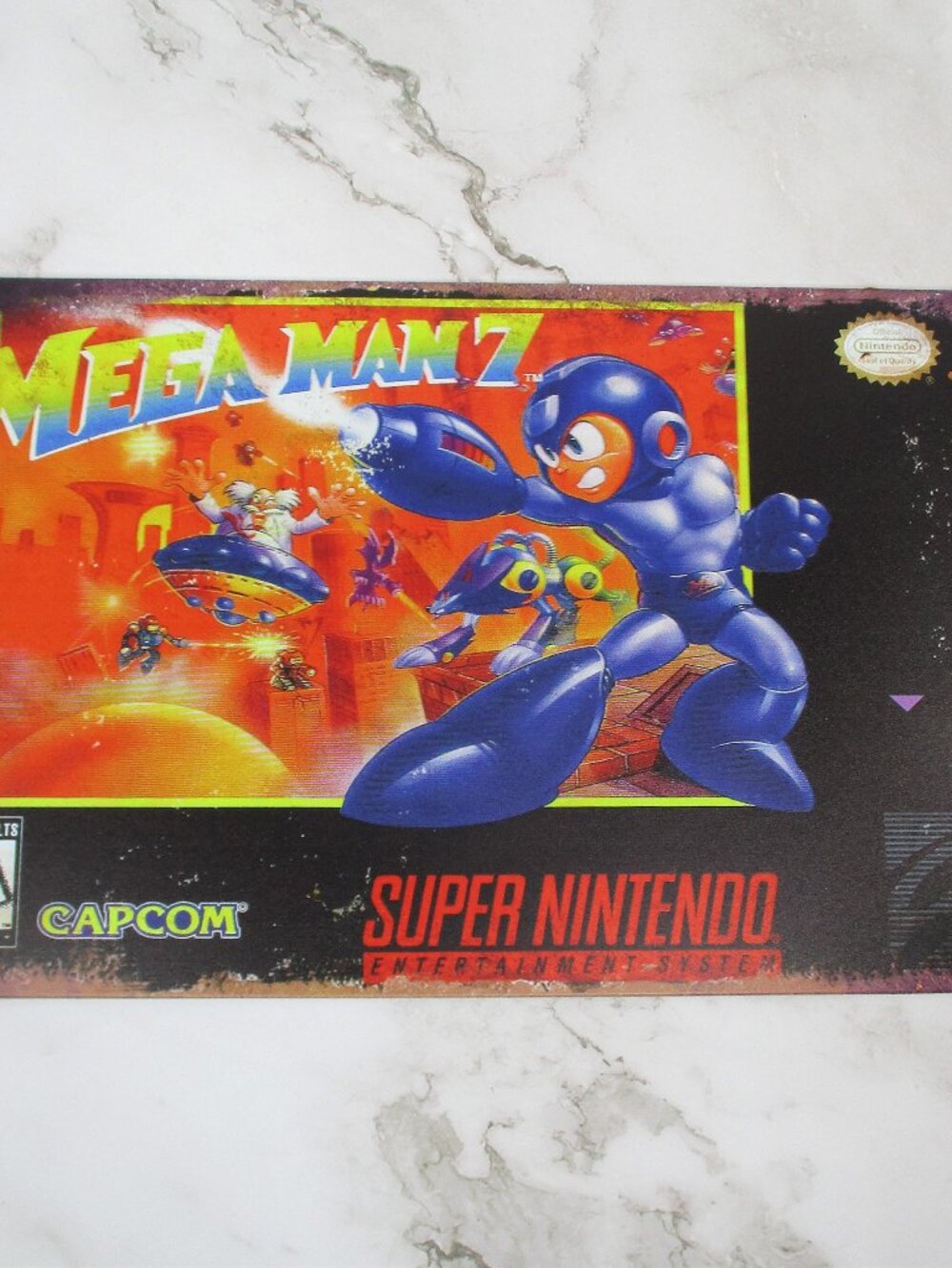 Mega Man 7 Tin Sign Retro Style Metal Poster Wall Art Super Nintendo